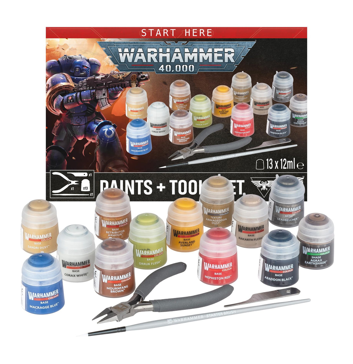 Warhammer 40k paints + tool set