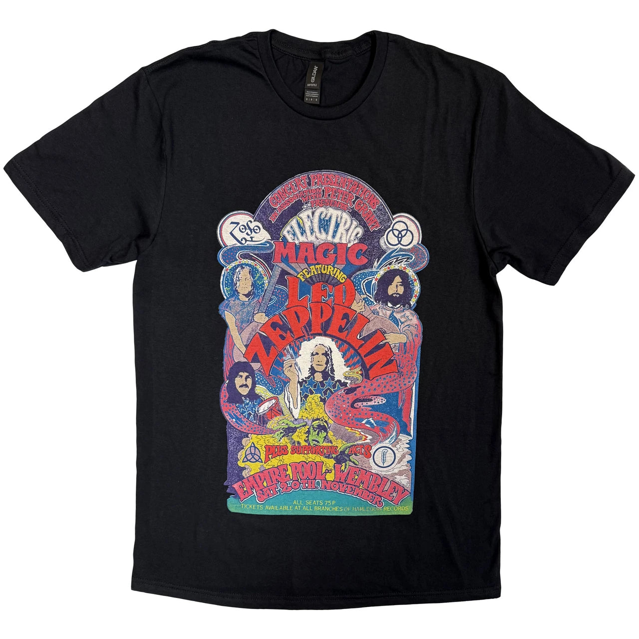 Led Zeppelin Unisex T-Shirt: Full Colour Electric Magic (Black)