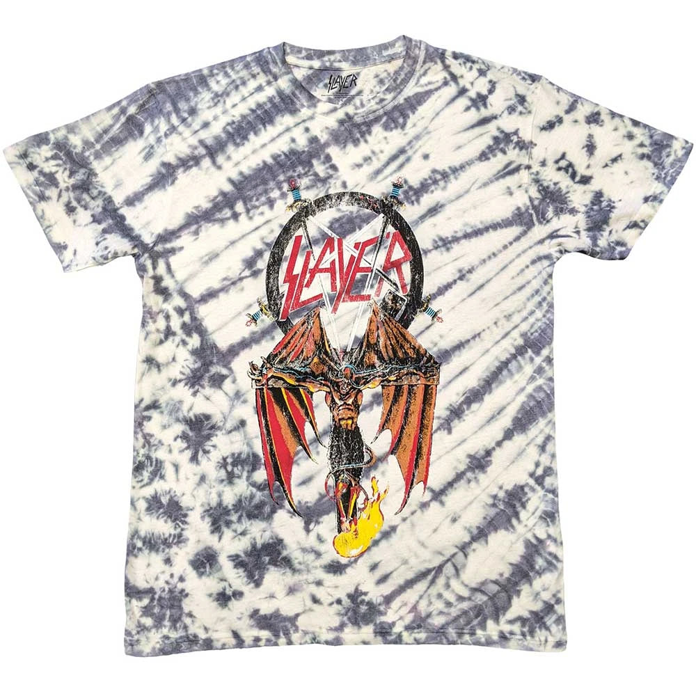 Slayer Unisex T-Shirt: Winged Crucifix (White) (Wash Collection)
