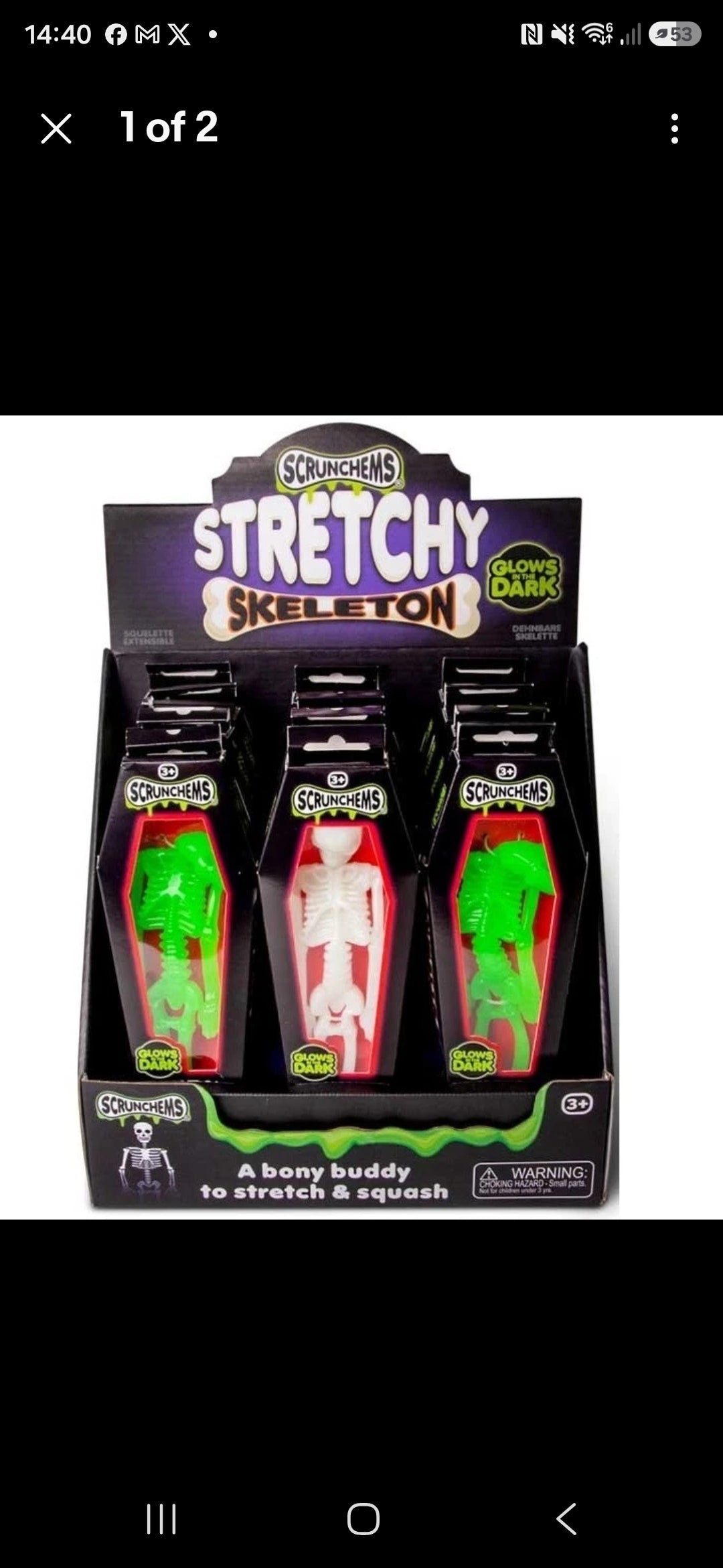 Scrunchems Stretchy Skeleton Toy - Glow in the Dark - 1 pc