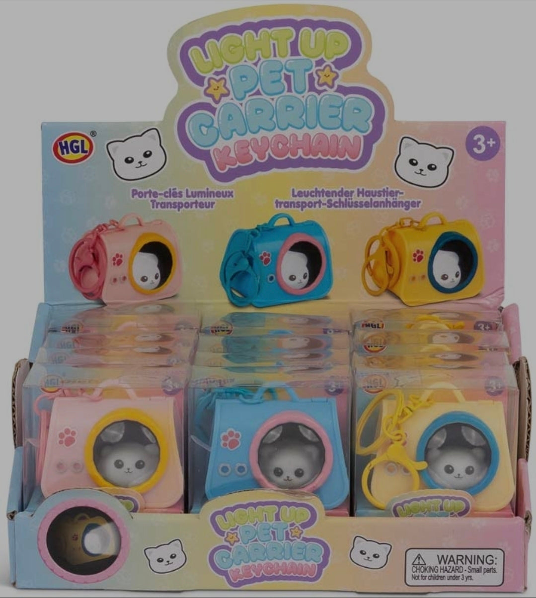 LIGHT UP PET CARRIER KEYCHAIN ASSORTED