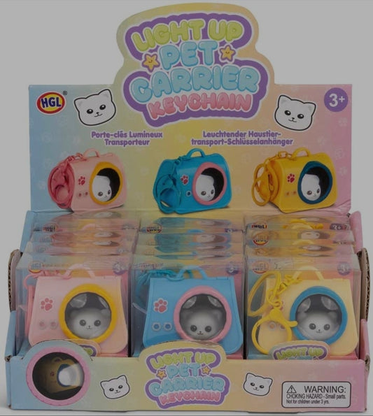LIGHT UP PET CARRIER KEYCHAIN ASSORTED